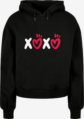 Merchcode Sweatshirt 'Valentines Day - XOXO' in Zwart: voorkant