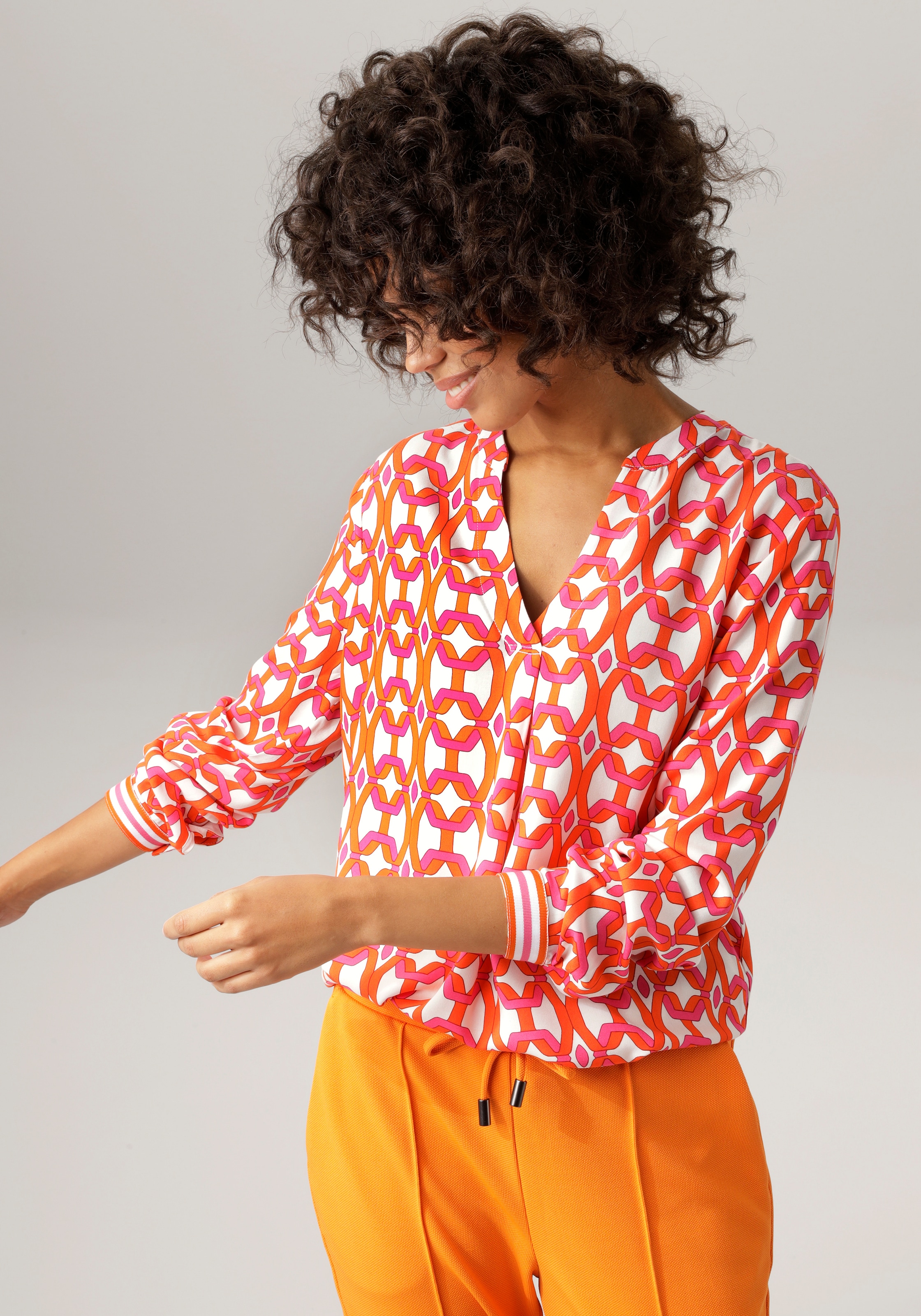 Aniston CASUAL Bluse in Orange, Pink, Weiß | ABOUT YOU | Schlupfblusen