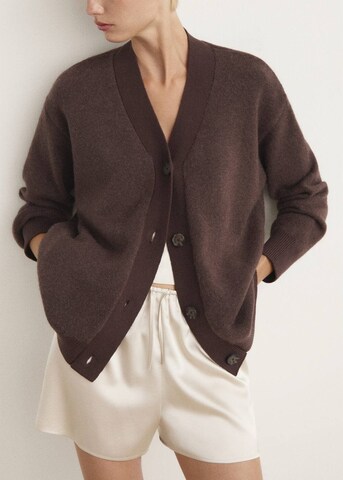 MANGO Knit Cardigan 'Dani' in Brown: front