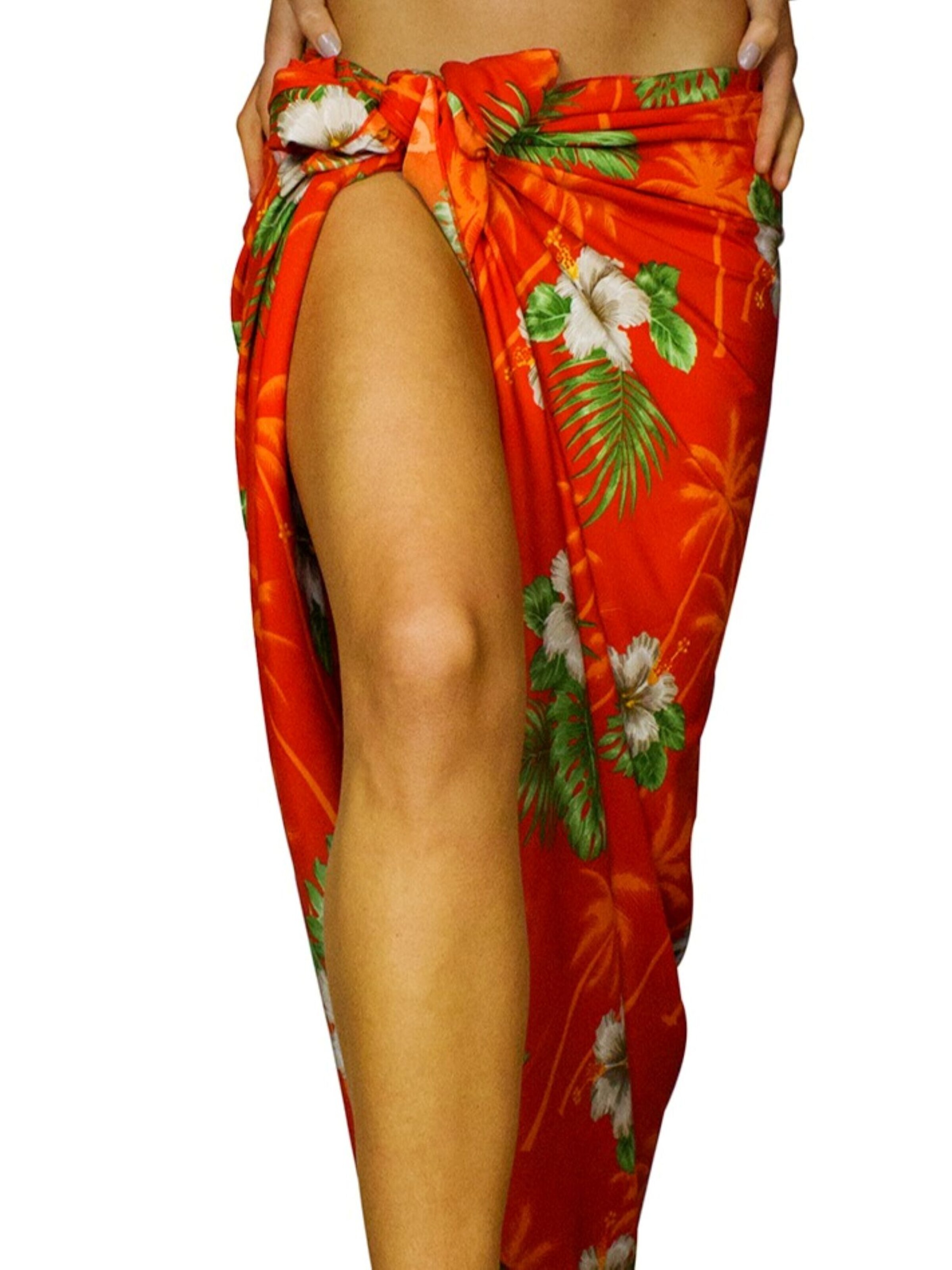 King Kameha Wrap 'Small Flower' in Orange: front