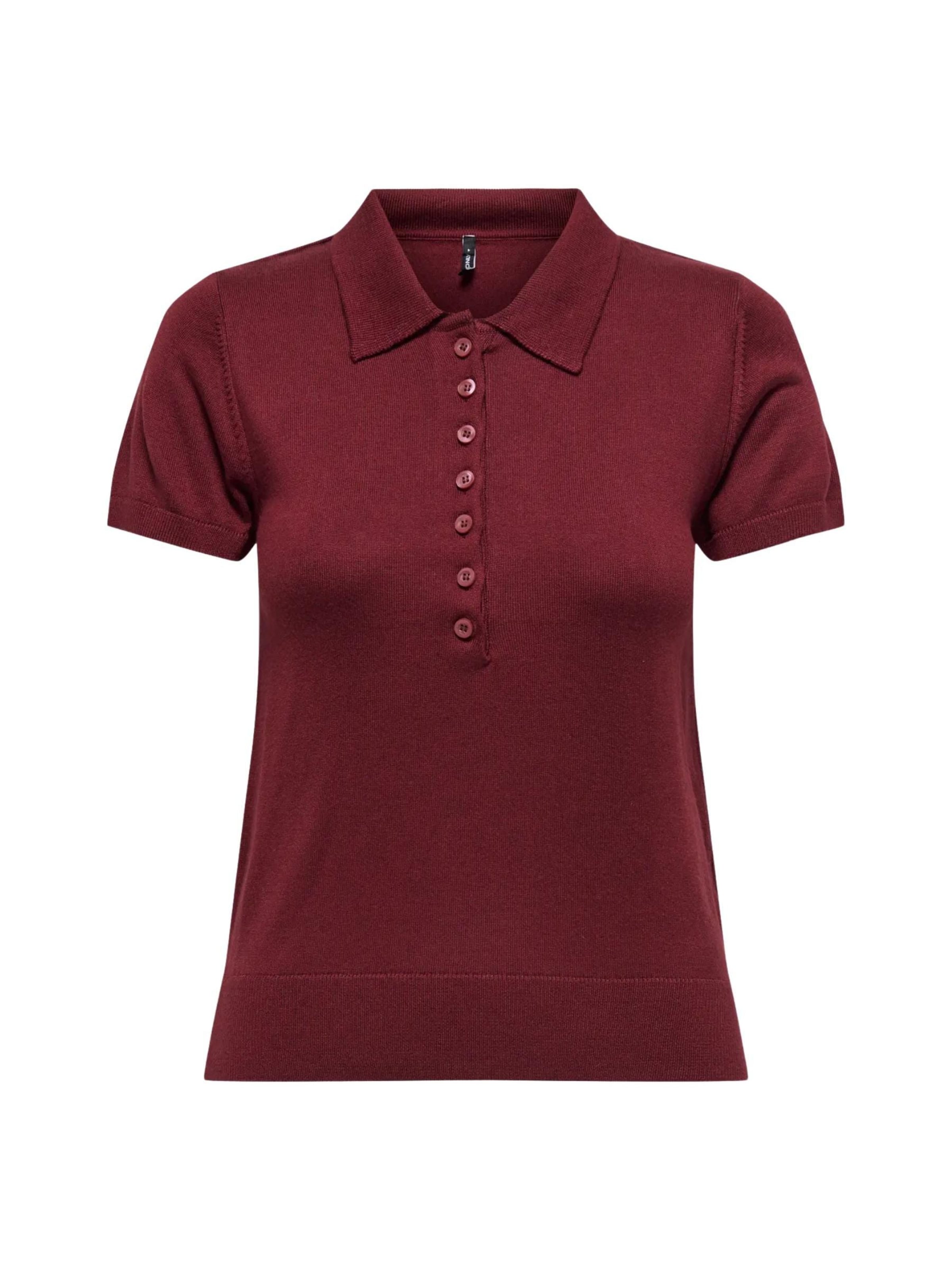 ONLY Shirt 'ONLY ONLCATHERINE SS POLO NECK EX KNT POLO' in Red: front