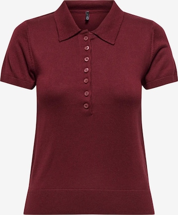 ONLY - Camiseta 'ONLY ONLCATHERINE SS POLO NECK EX KNT POLO' en rojo: frente