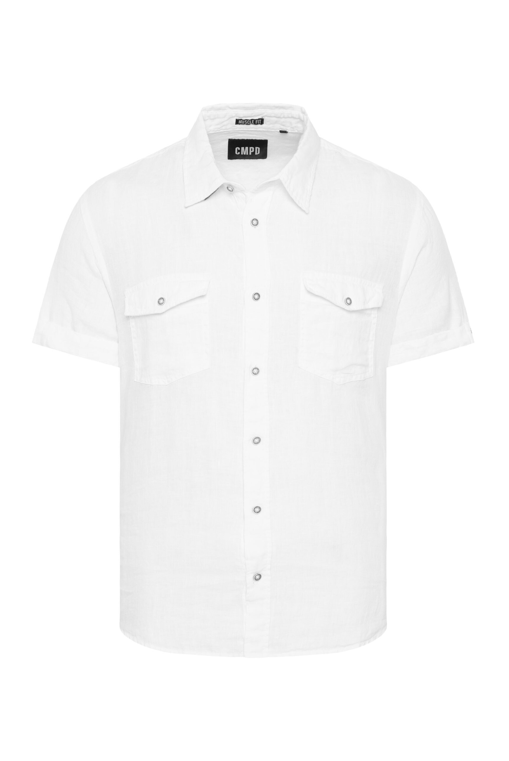 CMPD Slim fit Button Up Shirt in White: front