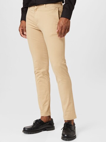 Regular Pantalon chino 'David' HUGO en beige : devant