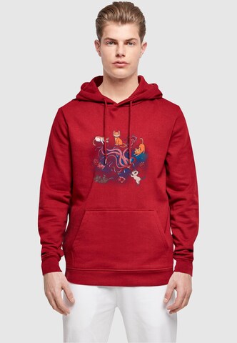 ABSOLUTE CULT Sweatshirt 'The Marvels - Flerkittens Space' in Rood: voorkant
