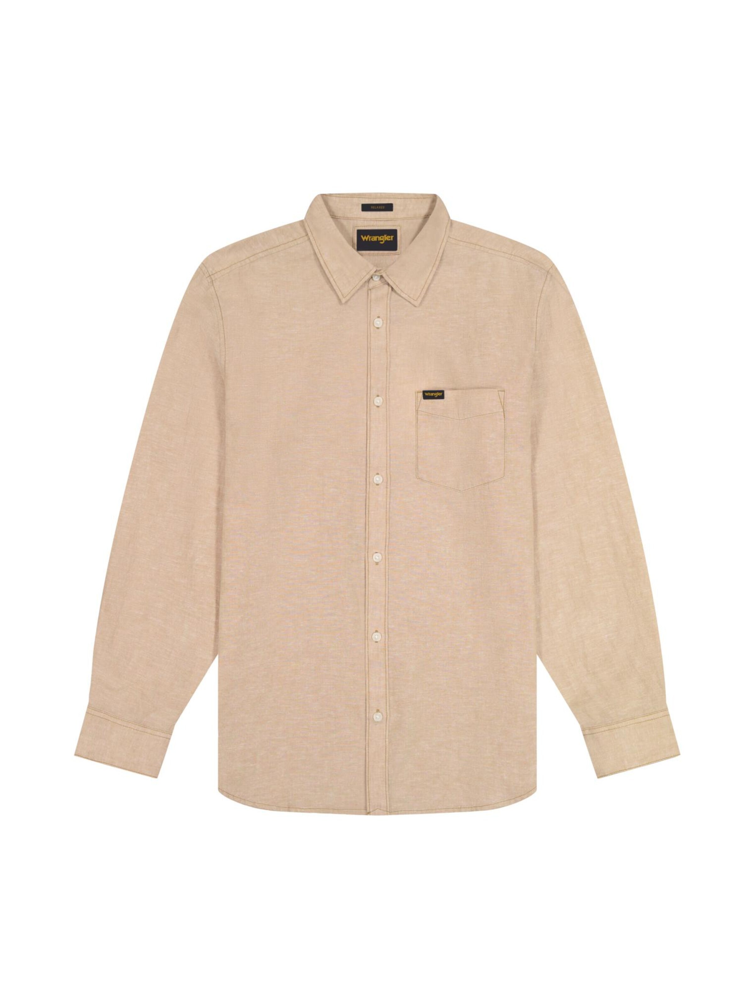 WRANGLER Regular fit Overhemd '1 Pocket' in Beige: voorkant
