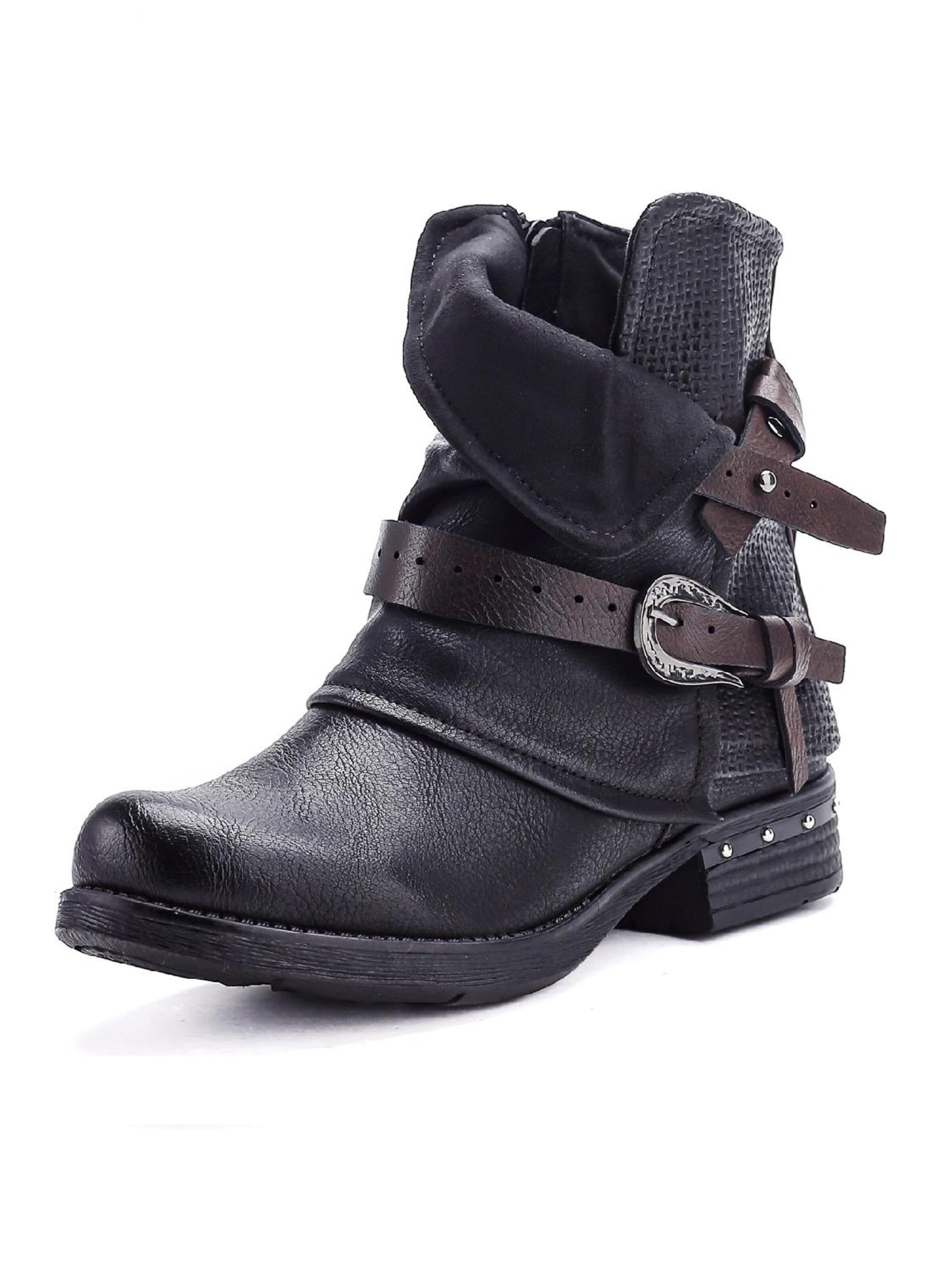 Pogolino Stiefel 'Damen Stiefeletten Nieten Boots Biker ST140'‌‌‌‌ in Schwarz: Vorderseite