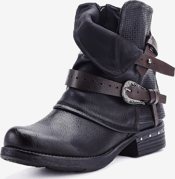 Pogolino Boots 'Damen Stiefeletten Nieten Boots Biker ST140' in Black: front
