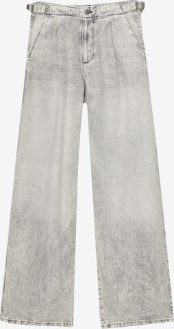 Pull&Bear Wide Leg Jeans med lægfolder i grå: forside