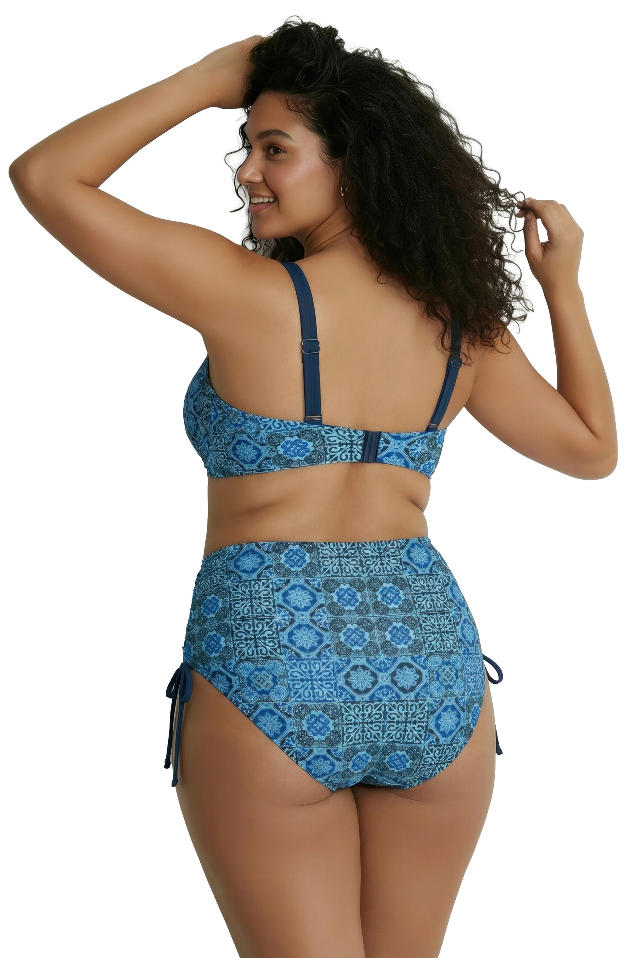 Ulla Popken Bralette Swimsuit in Blue