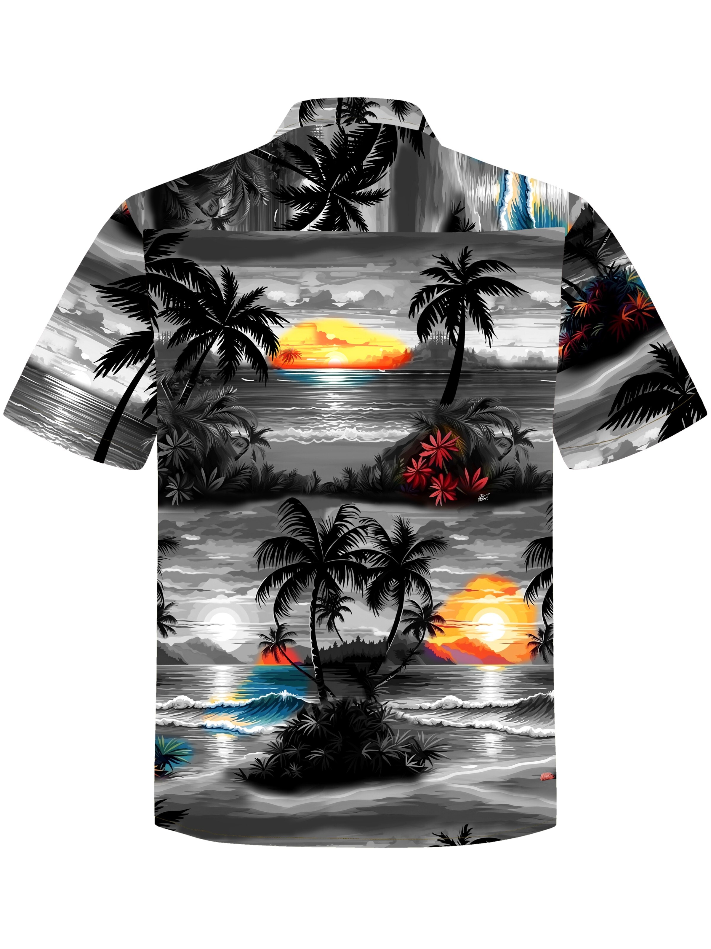 Hawaiihemdshop.de Regularny krój Koszula 'Hawaiihemd Night on Hawaii' w kolorze szary