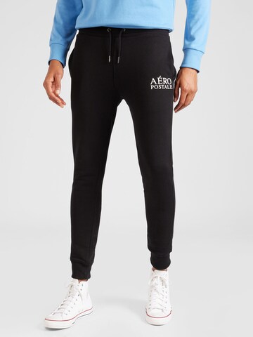 Effilé Pantalon de sport AÉROPOSTALE en noir : devant