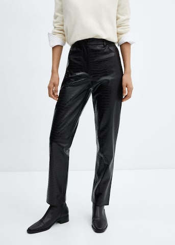 MANGO Regular Pants 'CROCO' in Black: front