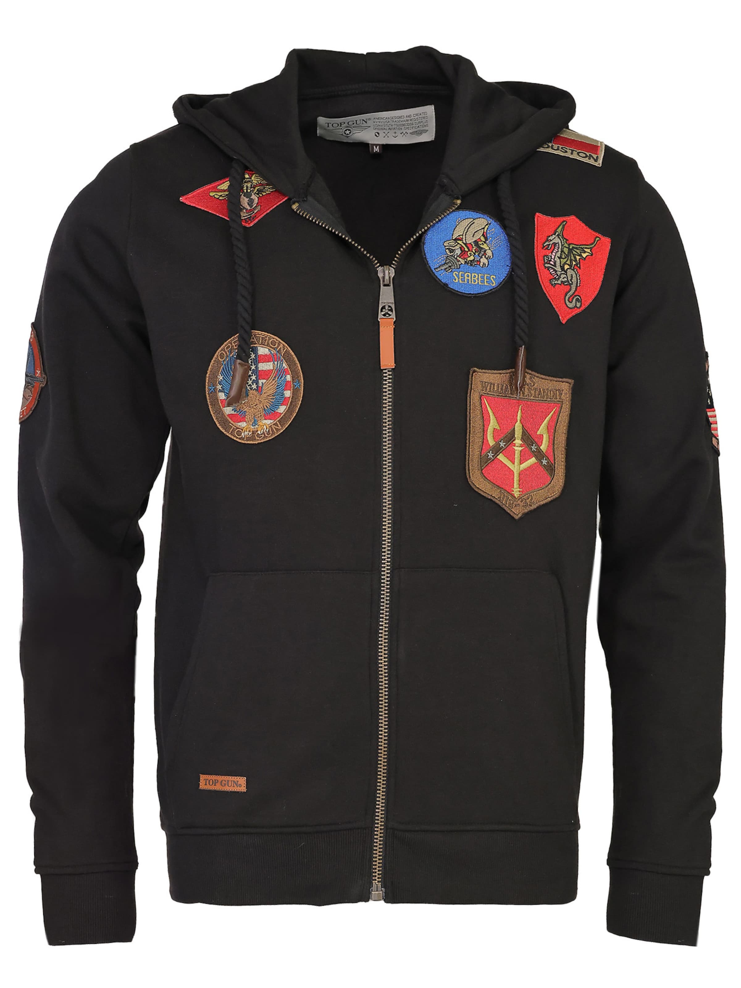 TOP GUN Sweatjacke 'TGD1707' in Schwarz: Vorderseite