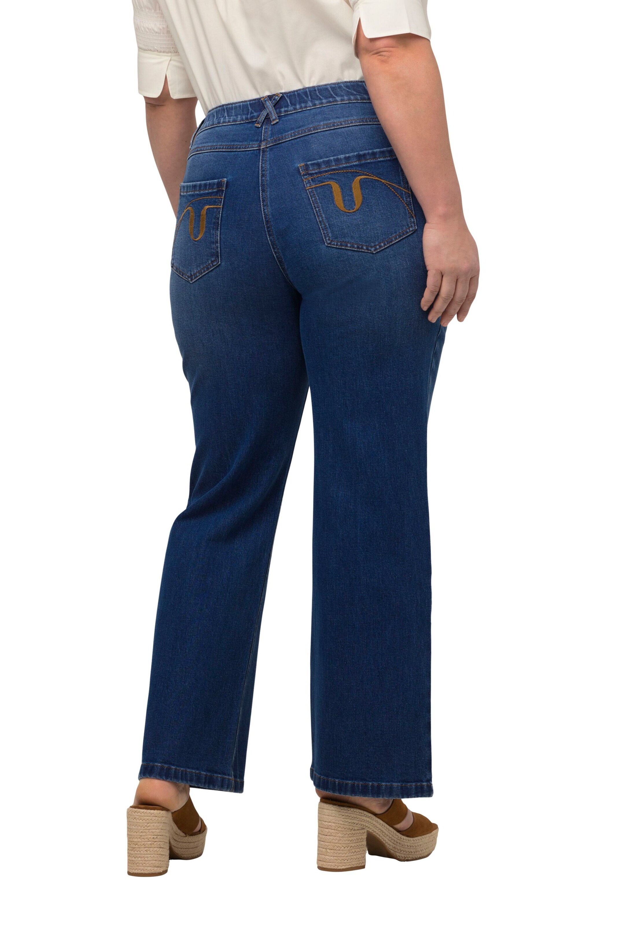 Ulla Popken Wide Leg Jeans in Blau
