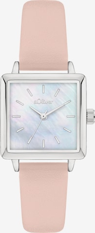 s.Oliver Analoguhr 'Square Time' in Rot: Vorderseite