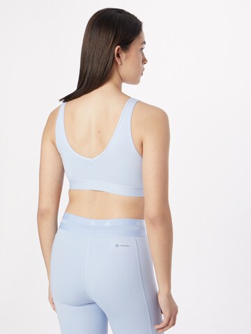 ADIDAS SPORTSWEAR Bralette Sports Bra 'Essentials 3-Stripes With Removable Pads' in Blue