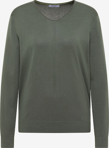 CECIL Basic Pullover mit V-Neck in Unifarbe in Grün: Vorderseite