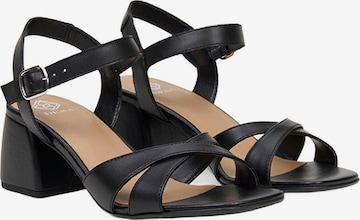 Desa Sandaal 'DESA Damen-Sandalen aus Leder mit Blockabsatz und Schnallendetail' in Zwart: voorkant