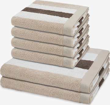 ROSS Handtuch 'Doubleface Stripes' in Beige: Vorderseite