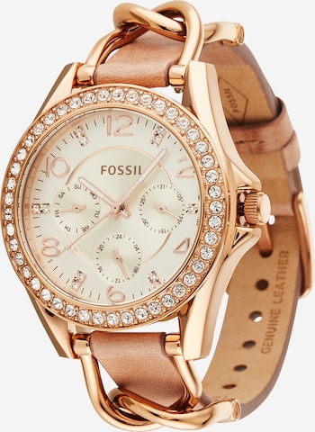 FOSSIL Analoog horloge 'RILEY' in Goud: voorkant