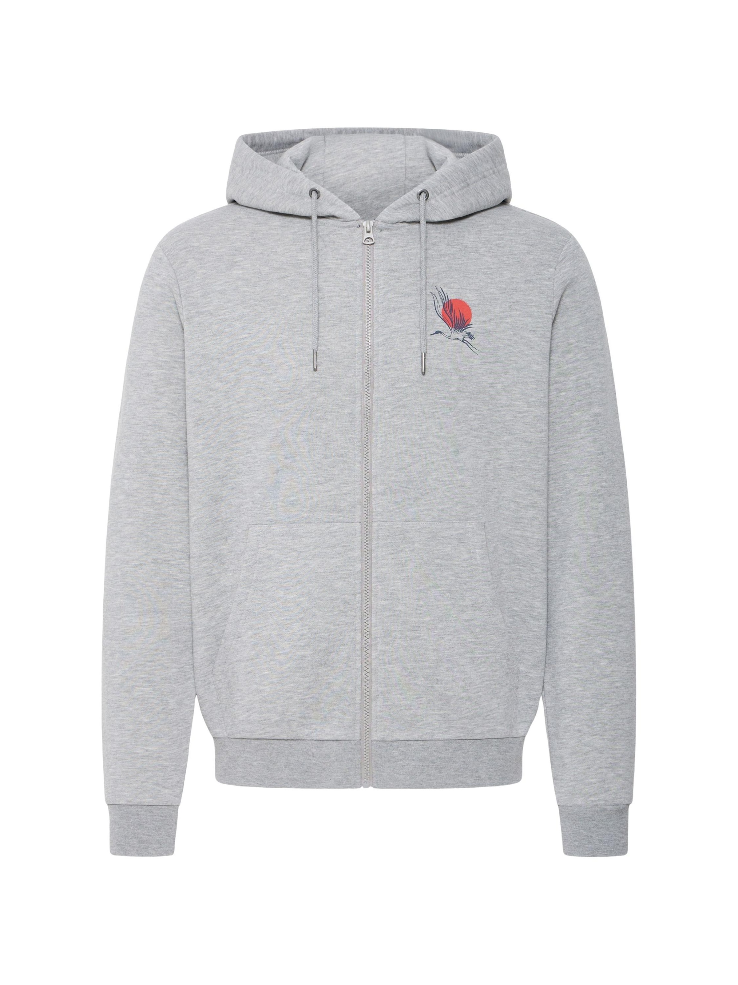 BLEND - Sudadera con cremallera ' BHJapa Backprint ' en gris: frente