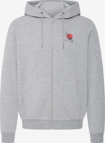 BLEND - Sudadera con cremallera ' BHJapa Backprint ' en gris: frente