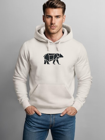 Neverless Sweatshirt 'Bär Lineart Polygon' in Beige