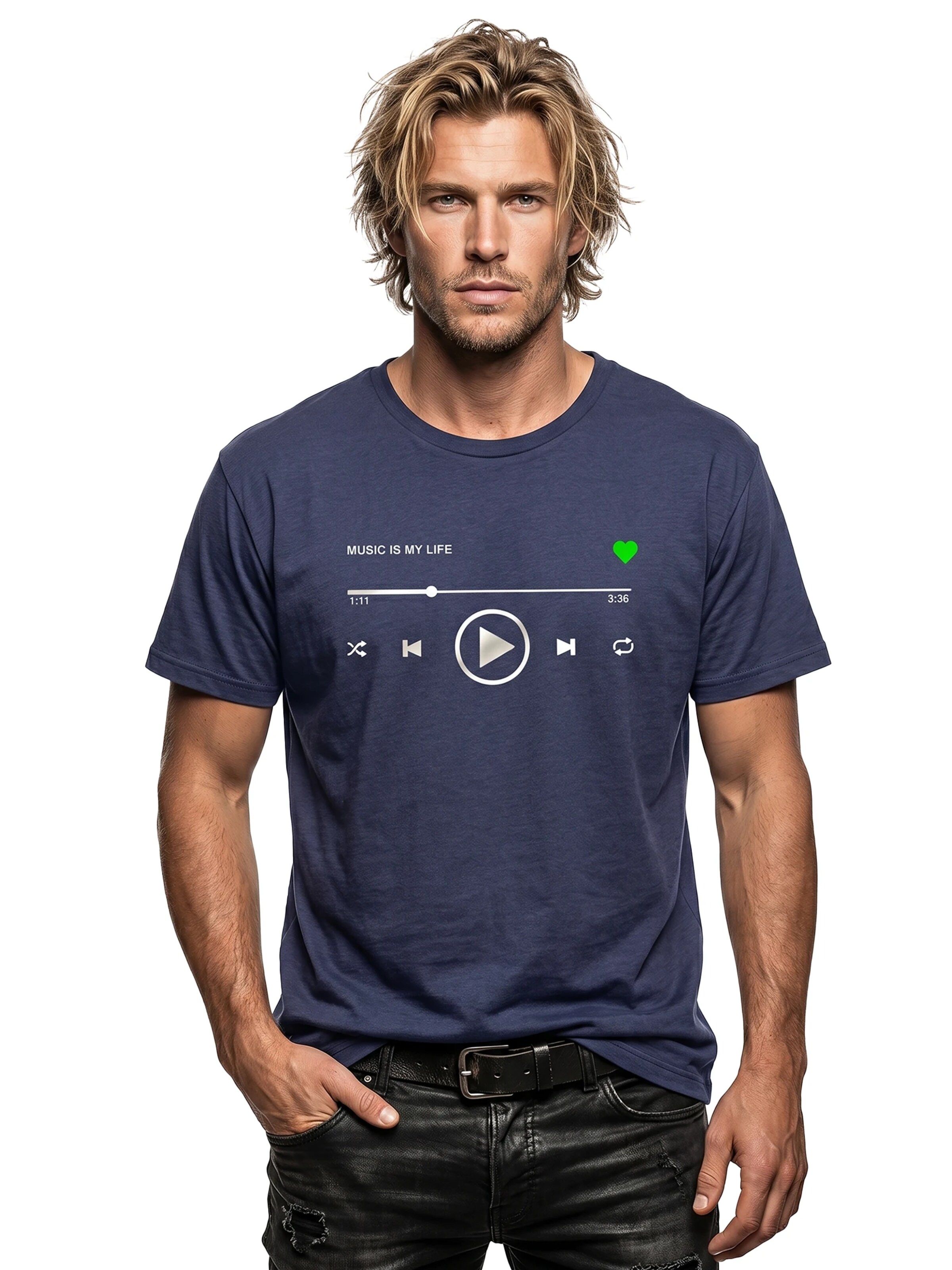 MAKAYA Shirt 'Music Playlist' in Blue: front