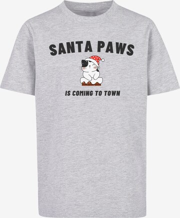 F4NT4STIC Shirt 'Santa Paws Christmas Cat' in Grijs: voorkant