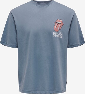 Only & Sons Shirt 'ROLLING STONES' in Blauw: voorkant