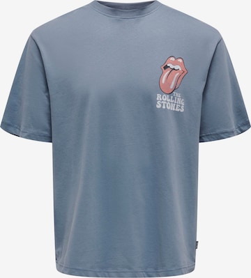 Only & Sons - Camisa 'ROLLING STONES' em azul: frente