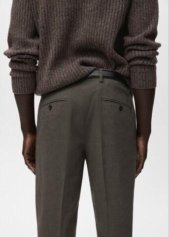 MANGO MAN Slim fit Pleated Pants 'Brest' in Brown