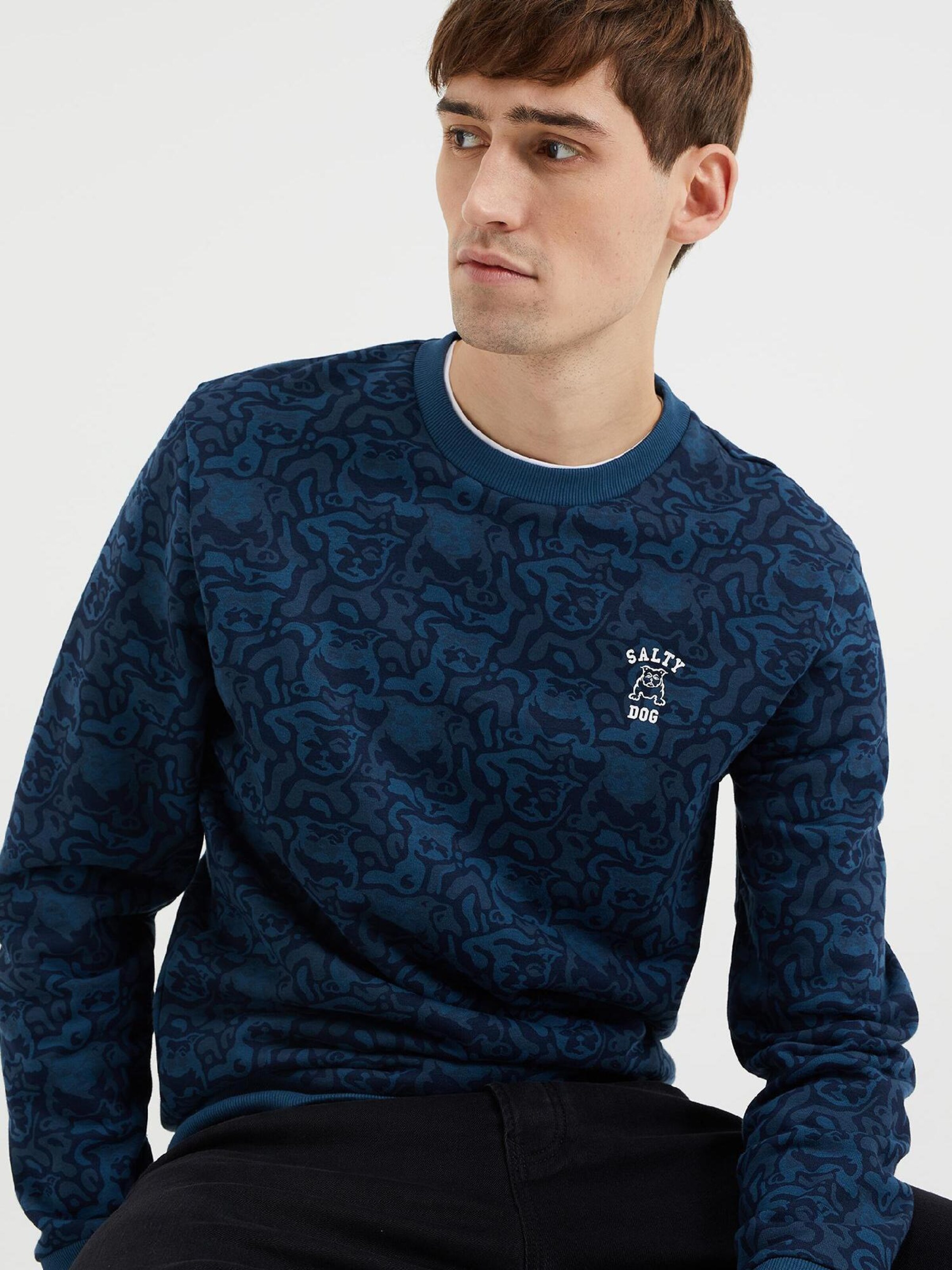 Männer Große Größen WE Fashion Sweatshirt in Dunkelblau - YG81438 Männer Große Größen WE Fashion Sweatshirt in Dunkelblau - YG81438
