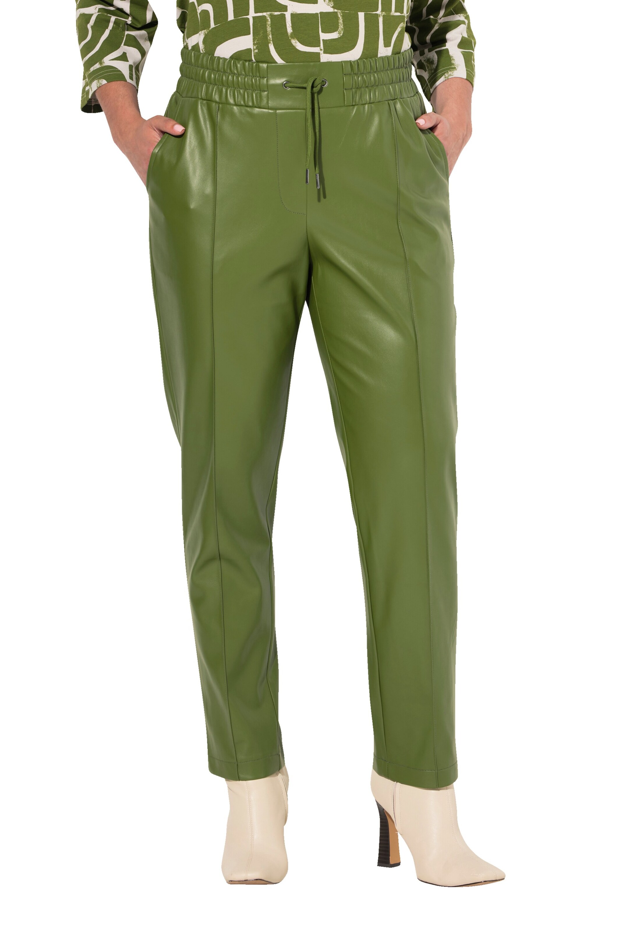 Ulla Popken Loosefit Hose in Grün: Vorderseite