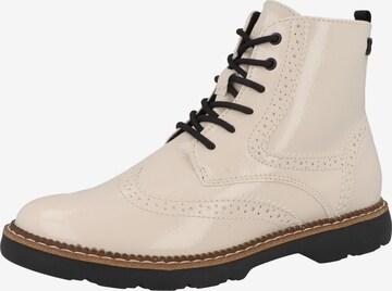 s.Oliver Lace-Up Ankle Boots in Beige: front