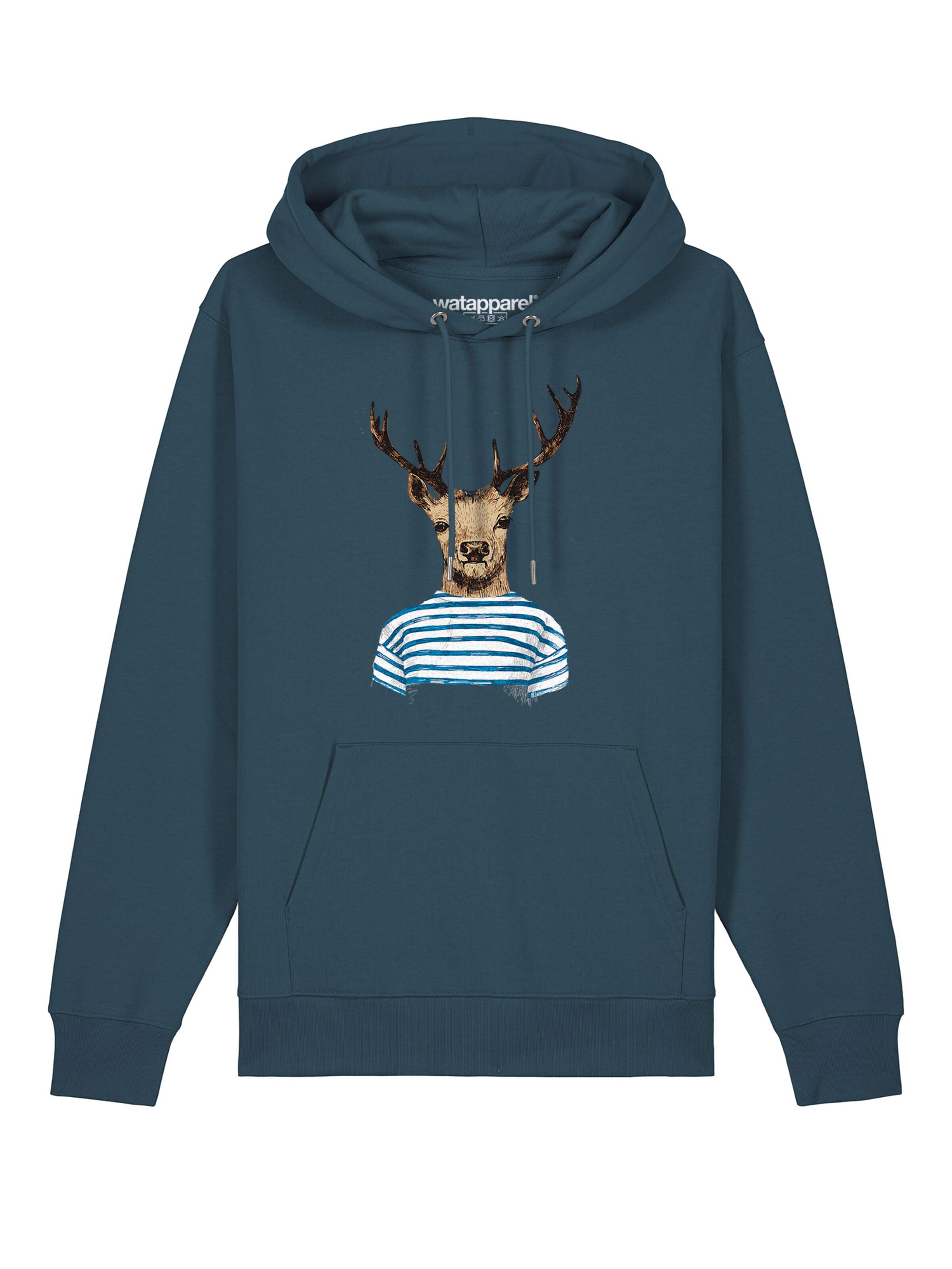 Watapparel Sweatshirt ' Hirsch ' in Blau: Vorderseite