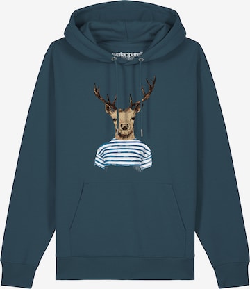 Watapparel Sweatshirt ' Hirsch ' in Blau: Vorderseite
