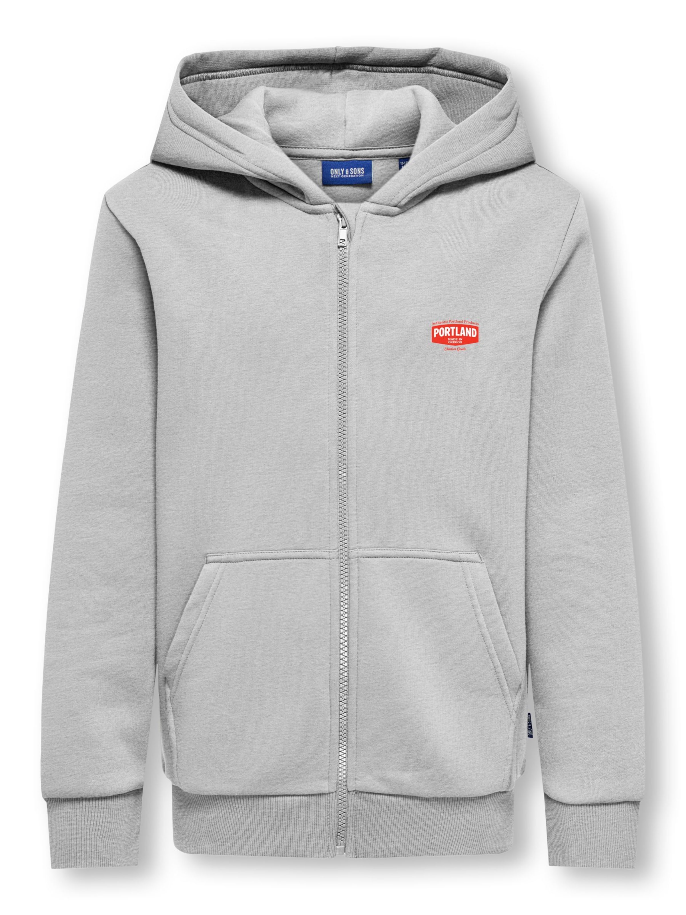 Only & Sons Junior Zip-Up Hoodie 'CERES' in Grey: front