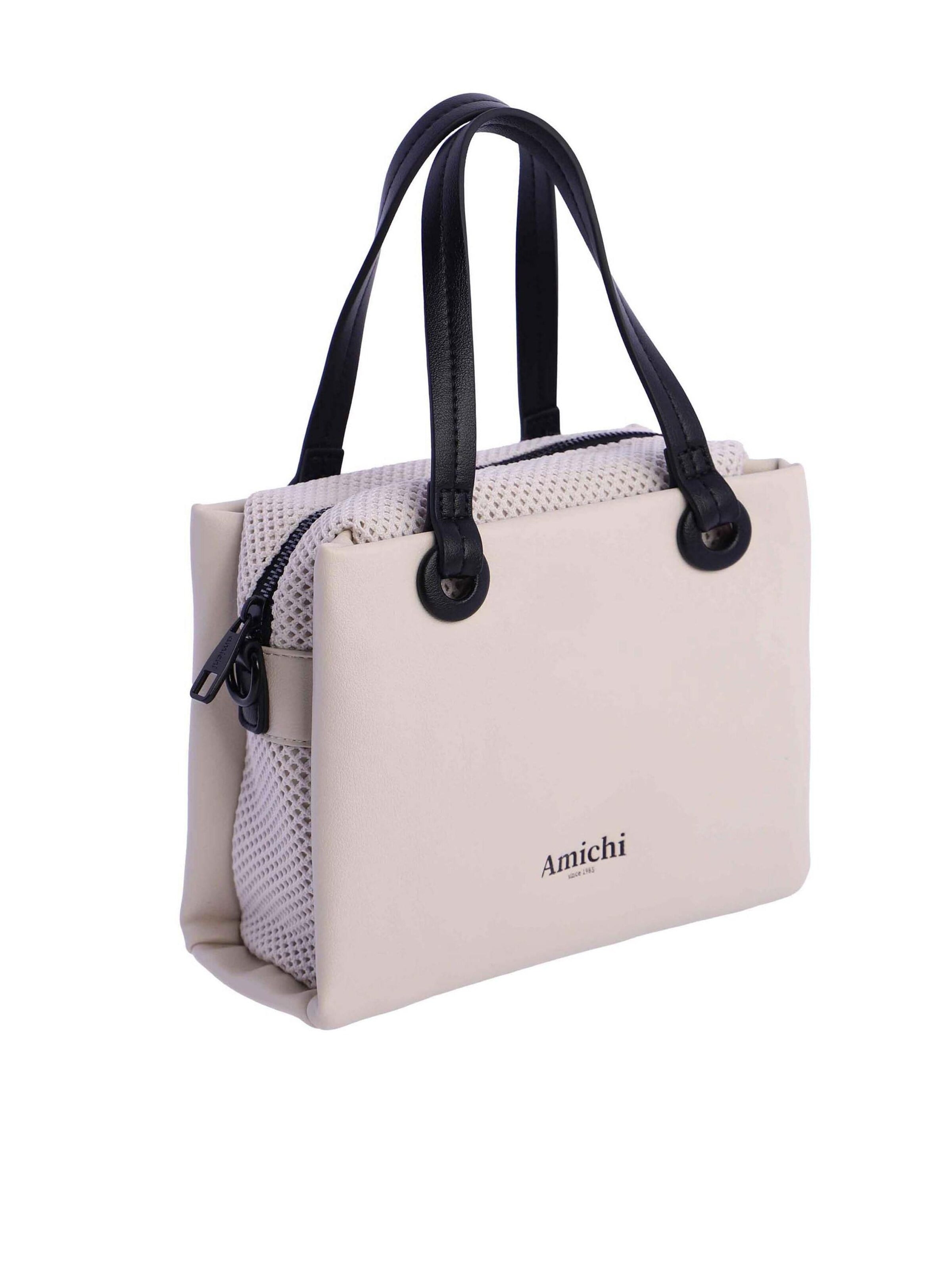 Amichi - Bolso de mano 'Bolso de mano para mujer Maui de piel sintética con cremallera' en blanco