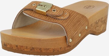 Scholl Iconic Clogs 'PESCURA' in Brown: front
