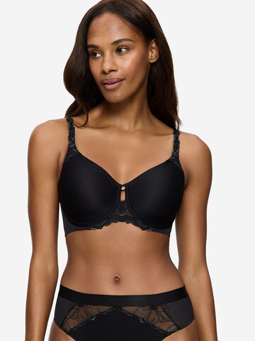 TRIUMPH T-shirt BH 'Wild Azalea' in Zwart: voorkant