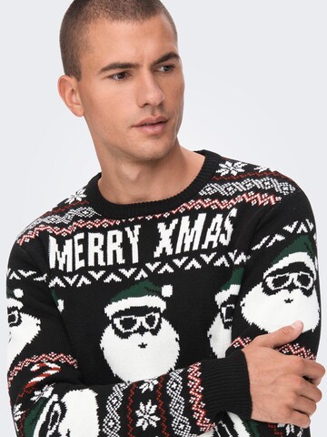 Only & Sons Pullover 'Xmas Santa' in Schwarz