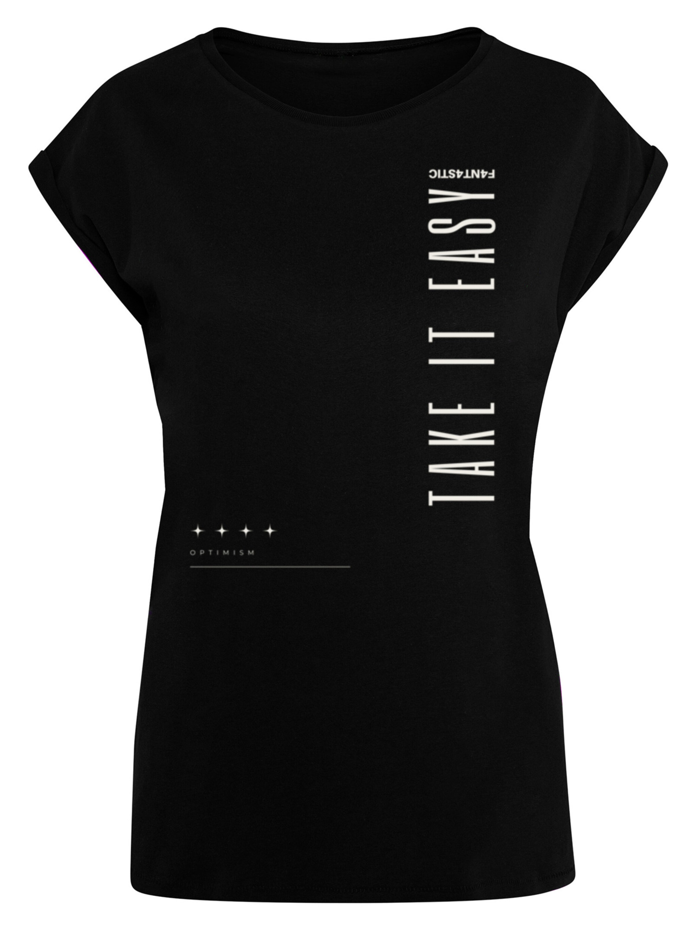 F4NT4STIC Shirt 'Take It Easy' in Schwarz: Vorderseite