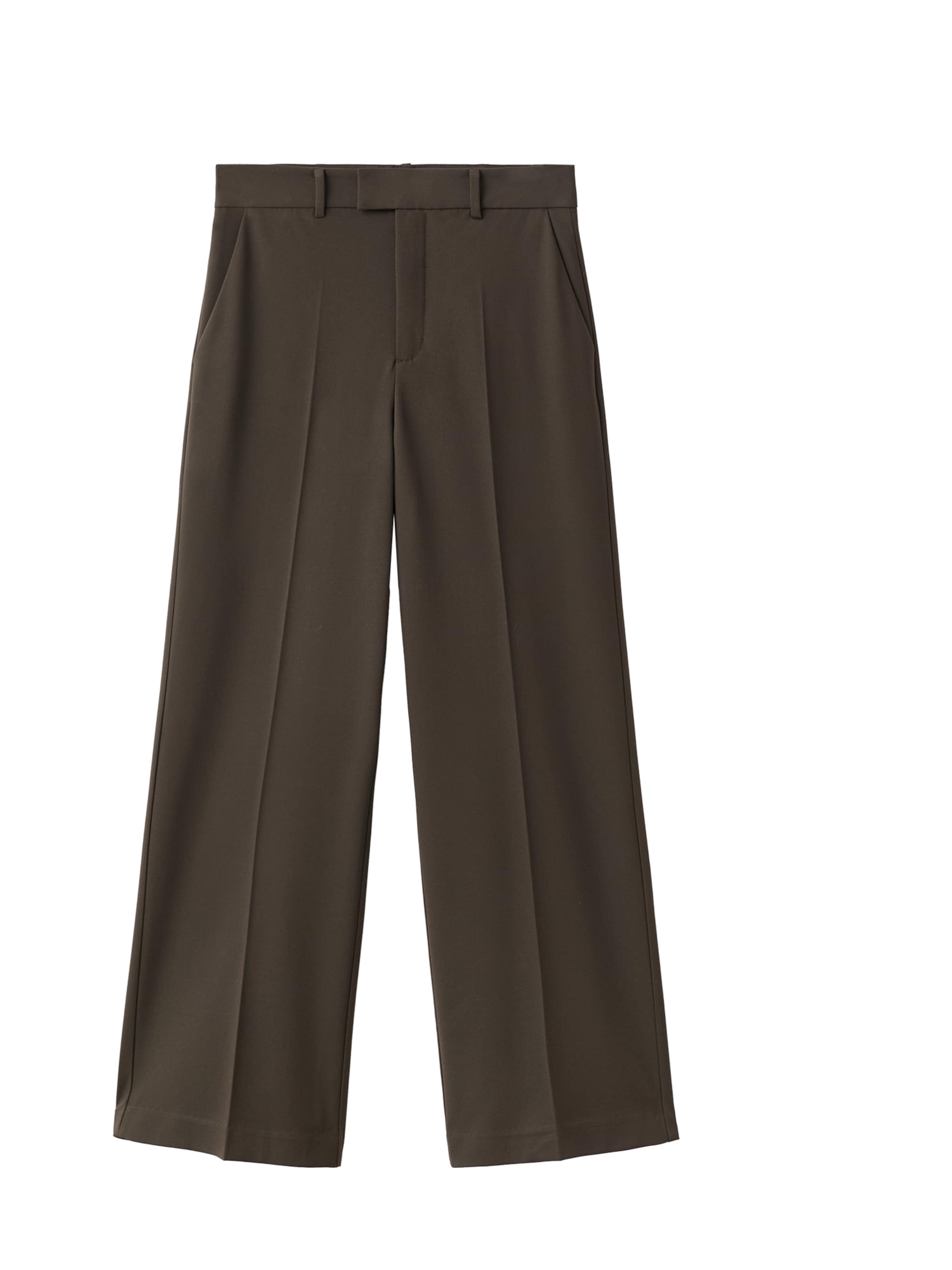 MANGO Wide leg Pressveckad byxa 'PAU' i grön: framsida