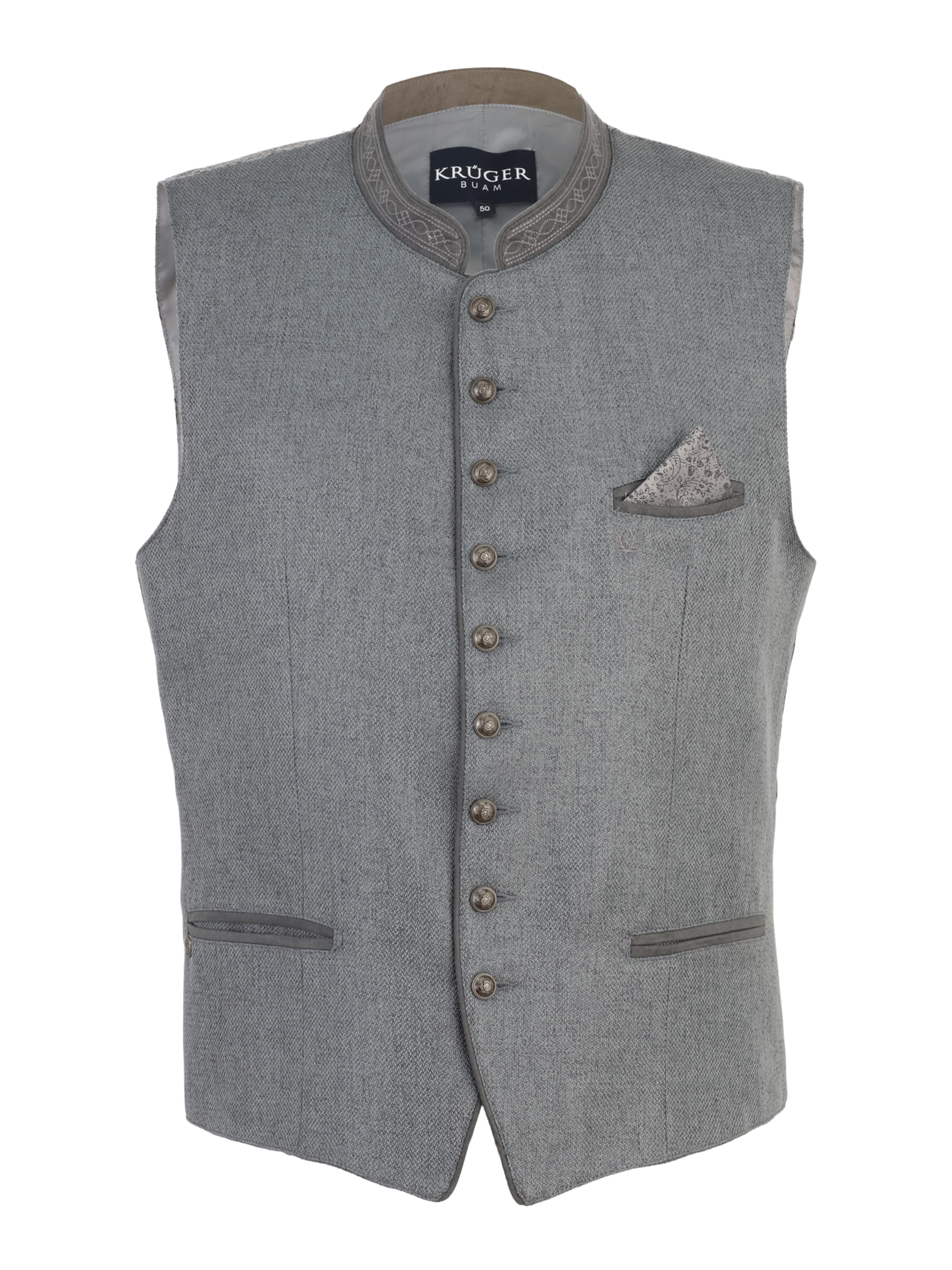 Krüger Buam Traditional Vest in Grey: front