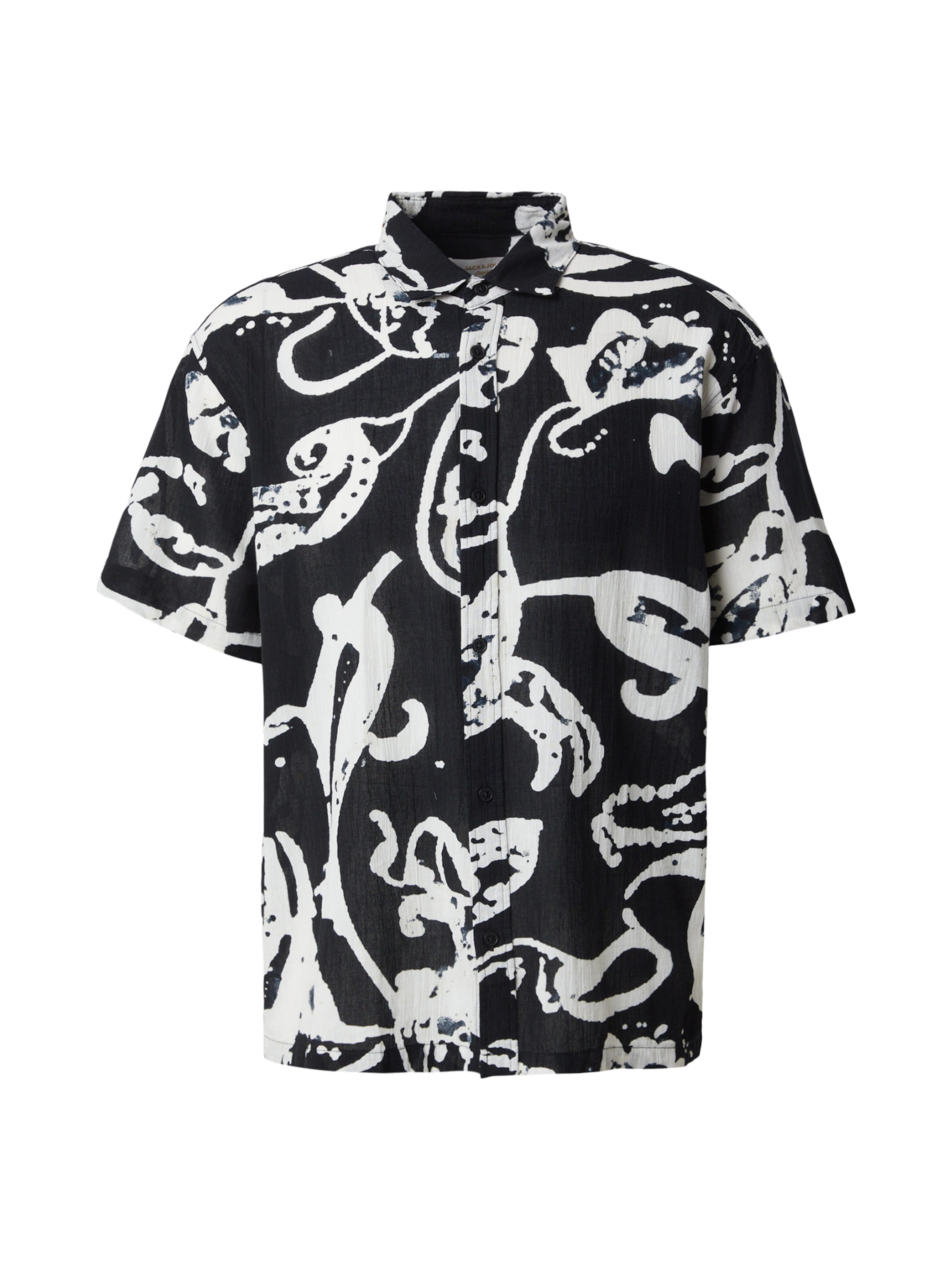 JACK & JONES Классический крой Рубашка 'JORMONTAUK' в Черный: спереди