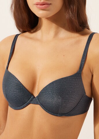 CALZEDONIA T-shirt Bikini Top 'Glowing Python' in Blue