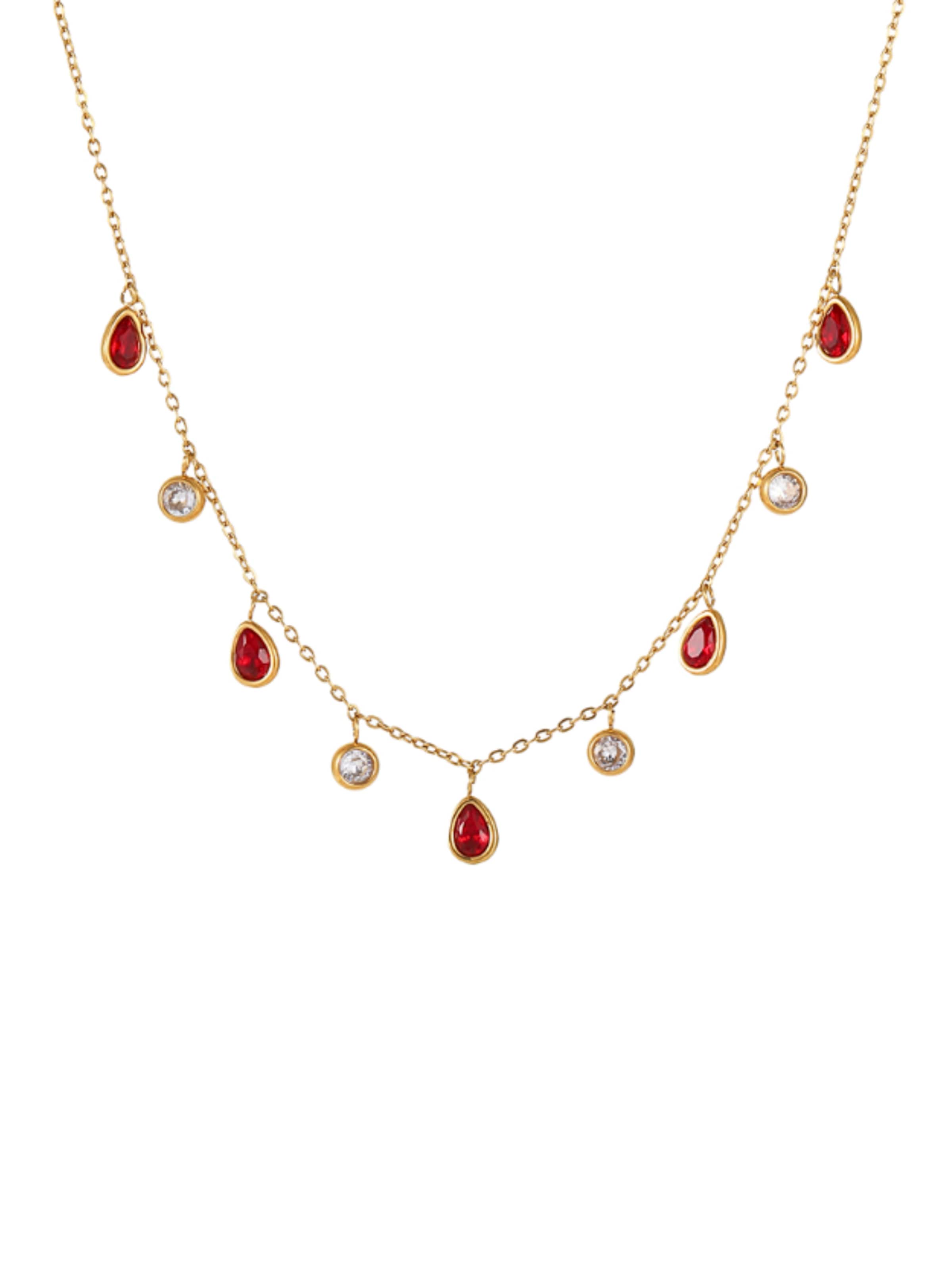 Pure Schmuck Ketting 'Garden Grace Halskette | Bridgerton' in Rood: voorkant