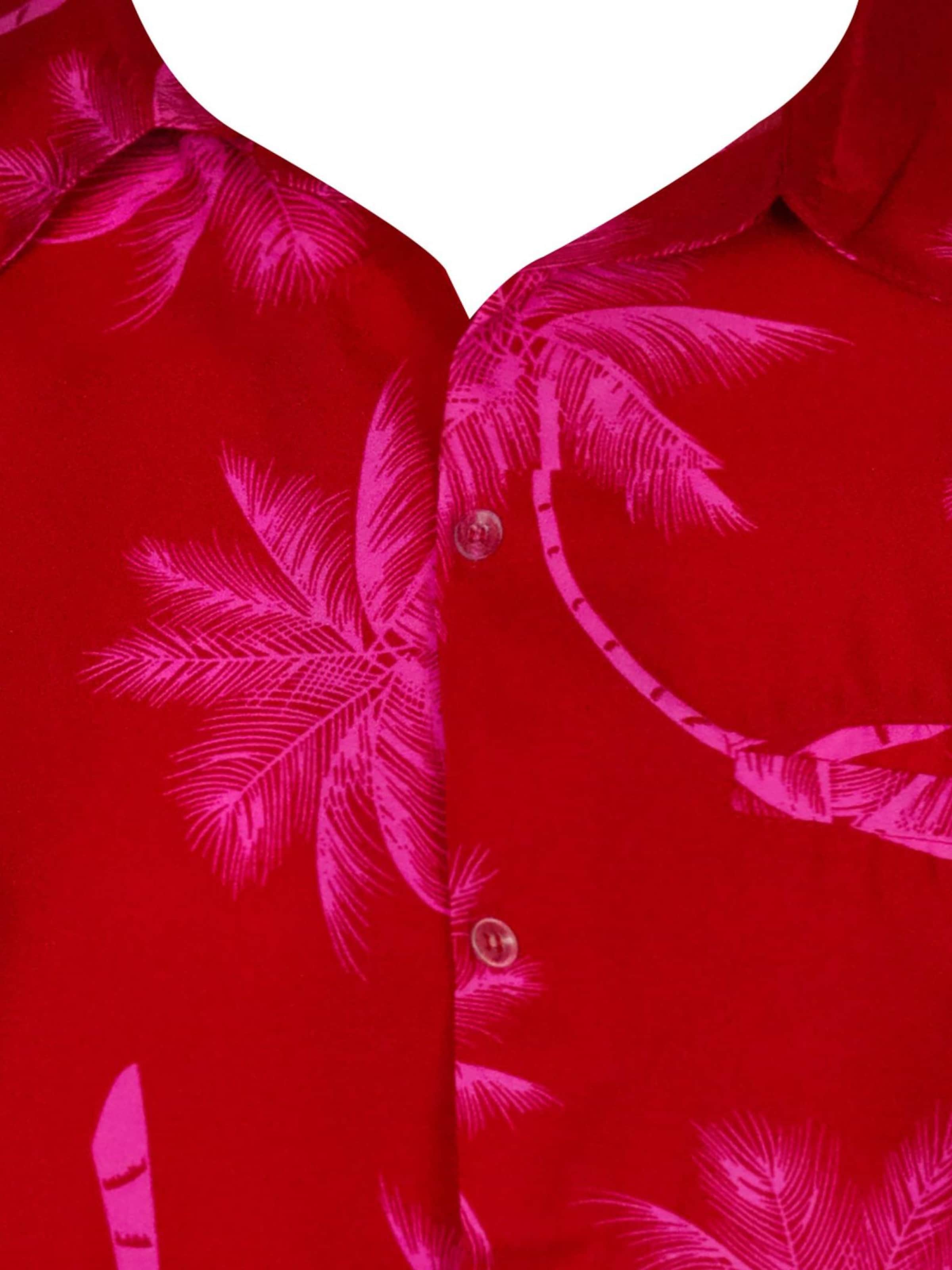 King Kameha Shirt 'Palmshadow'‌‌‌‌ in Pink